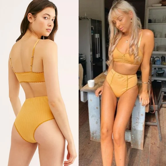 New spell designs Lana organic cotton bralette M sunflower yellow saffron bra - Picture 4 of 16